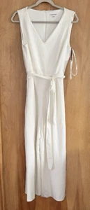 Calvin Klein Women Jumpsuit Dress Sleeveless White Belted Straight Leg Size 10 - Picture 1 of 6