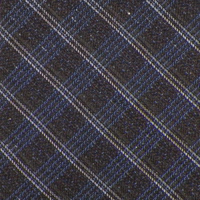 ALTEA Mens Dark Brown Blue Silver PLAID Woven Silk Tie Italy NWOT - Image 1 of 3