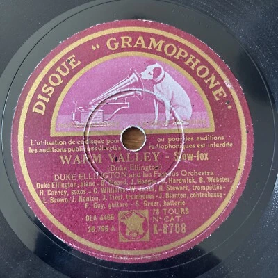 78 RPM -DUKE ELLINGTON -Warm valley - In a mellotone - GRAMOPHONE 8708 - Photo 1/4