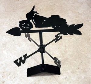 Motorcycle New Weathervane Crafted - Amish Blacksmith Black Powder Coated Steel - Picture 1 of 7