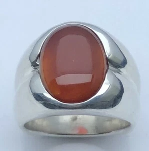 MJG STERLING SILVER MEN'S RING. 16 x 12mm CARNELIAN. SIZE 10. 26 grams - Picture 1 of 7