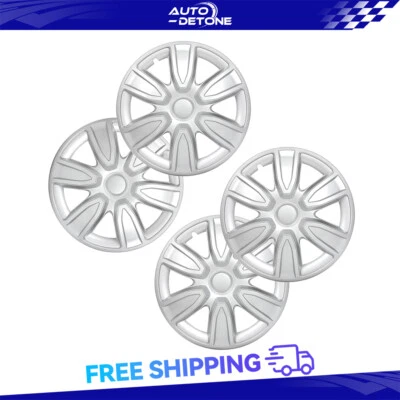 4 Pcs Wheel Covers 15" Snap On Full Silver Hub Caps For Toyota Camry Dodge Ford Foto 1 de 4
