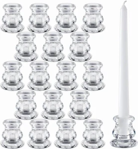 18PCS Taper Candle Holders Bulk,Clear Glass Candlestick Holders,Glass Holder - Picture 1 of 7
