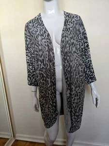 Pre-owned Autograph Xl Grey Zebra 3/4 Sleeve Hi Low Cardigan - Picture 1 of 6