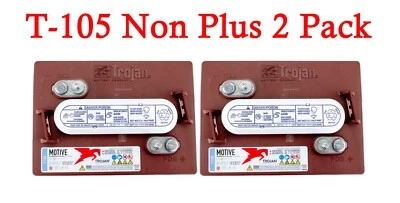 Set of 2 | Trojan T-105 T105 6 Volt 225 Ah Deep Cycle Battery (Non Plus) - Image 1 of 3