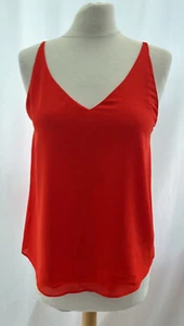 Topshop Womens Red Sleeveless Chiffon Camisole Top Size 8 - Picture 1 of 12