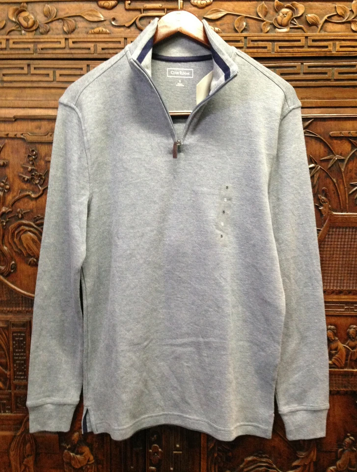 Club Room Mens Sweater Blue Wing Size 2xl Solid Quarter-zip Pullover #056