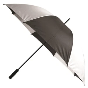 5 ft Heavy Duty Golf Umbrella Black/White Polyester Fabric Straight Grip Handle - Picture 1 of 5