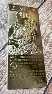 22KT GOLD SUPER BOWL 2 TICKET Willabee Ward GREEN BAY PACKERS vs OAKLAND RAIDERS - Picture 1 of 7