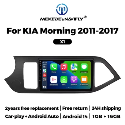 Wireless Carplay Autoradio Stereo per KIA PICANTO Morning 2011-2016 Lettore Mult - Immagine 1 di 4