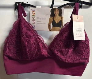 Womens Joyspun Wirefree Lace And Micro Bralette Blackberry Stain Size M NWT - Picture 1 of 3