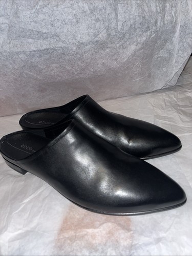 ECCO 11 Mules Annie Slide in pelle nera nuovo
