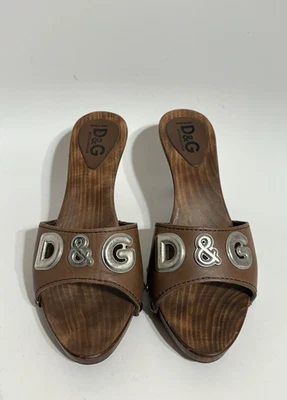 Vtg Dolce & Gabbana D&G Brown Leather Platform Heels 37 - Image 1 of 4