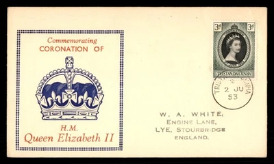 Mayfairstamps Tristán da Cunha FDC 1953 Reina Coronación Coronación Primer Día Cubierta a Foto 1 de 2