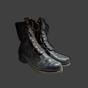 Größe 10 60er Jahre Militär Schwarz Stiefel USA Made Vintage Leder Combat - Bild 1 von 11