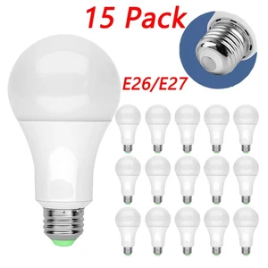 15 Pack LED Light Bulb 15W Garage A19 Replacement Lamp E26 Daylight 6000K White - Picture 1 of 16