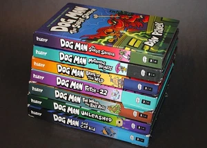Hund Mann Hardcover Bücher Menge 7 Dav Pilkey Graphic Novel Set Serie Scholastic - Bild 1 von 5