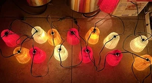 Vintage TIKI Bamboo Blow Mold String Party Lights 2 Sets 14 Lights Total Tested - Picture 1 of 4