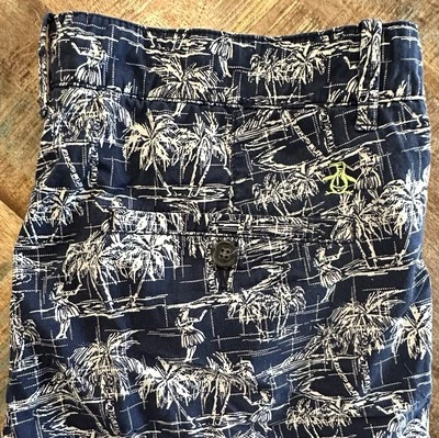 Men’s Original Penguin Hawaiian Beach Shorts Blue Palm Trees Hula Size 34 - Image 1 of 4