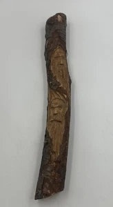 Hand Carved Wood Tree Spirit “Forest Gnome” Bearded Man Bark Sculpture Signed 92 - Picture 1 of 8