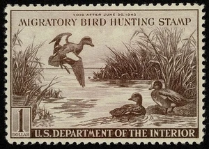 US Stamp Scott#RW9 $1 Back of Book Federal Duck Mint NH OG Well Centered - Picture 1 of 2