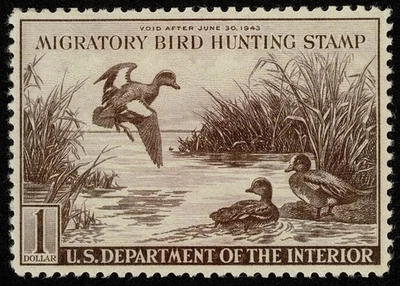 US Stamp Scott#RW9 $1 Back of Book Federal Duck Mint NH OG Well Centered - Image 1 of 2