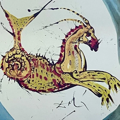 SALVADOR DALÍ (1904-89) / LITOGRAFÍA ZODIACO ORIGINAL 1969 / 14x18 / CAPRICORNIO Foto 1 de 4