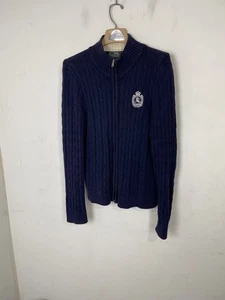 LRL Lauren Active Ralph Lauren Women's XL Navy Blue Cable Knit Full Zip Sweater - Picture 1 of 11
