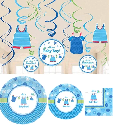 Paquete de platos, servilletas, decoraciones para fiesta de baby shower para niños Foto 1 de 3