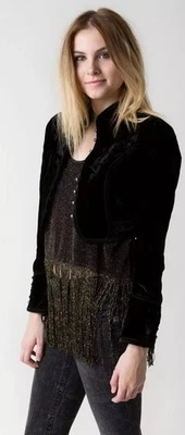 Chaqueta corta de terciopelo negra Gimmicks By Bke talla pequeña para mujer ENVÍO GRATUITO Foto 1 de 4