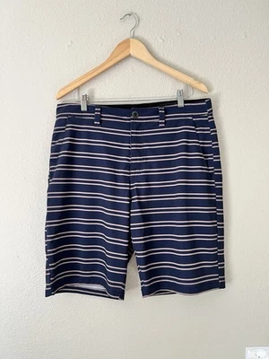 Volcom True To This Shorts Men 34 Striped Blue Striped Hybrid Chino Flat Front - Image 1 of 4