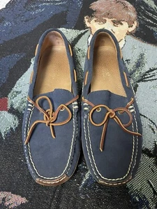 Polo Ralph Lauren Navy Driving Mocs Mens 9 D Blue Suede Wyndings Moccasin Shoes - Picture 1 of 7