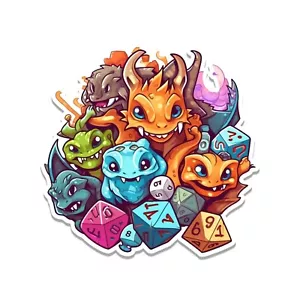 DnD Würfel und Drachen Vinyl Aufkleber - Bild 1 von 3