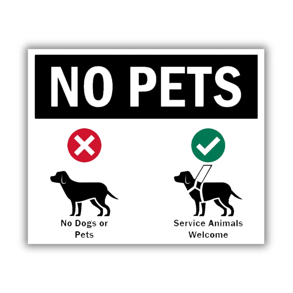 No Pets No Dogs Or Pets Allowed Emotional Support Animals 3" Sticker Decal - Image 1 of 1