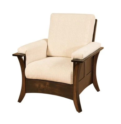 Amish Modern Upholstered Living Room Chair Solid Wood Back Surround Caledonia - Image 1 of 2