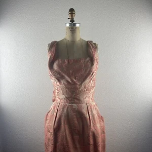 Vintage l 50s M Shaheen Hibiscus Floral Buckle Back Cinch Waist Rockabilly Dress - Picture 1 of 14