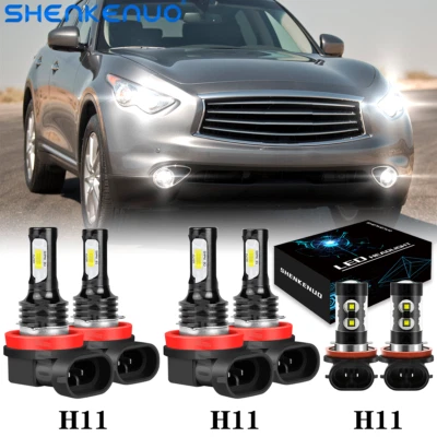For Infiniti EX35 2008 2009 2010-2012 LED Headlight High Low+Fog Light Bulbs Kit - Image 1 of 4