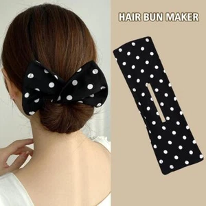 Womens Lazy Hair Curler Magic Bun Maker Styling Donut Bow Former Twist Band NEU - Foto 1 di 28