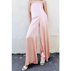 NWT Zara Size S Pink Strapless Satin Effect Jumpsuit 3067/353 - Picture 1 of 2