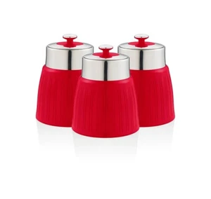 Swan Retro Red Tea, Coffee & Sugar Canisters Set of 3 Kitchen Storage SWKA1024RN - Picture 1 of 3