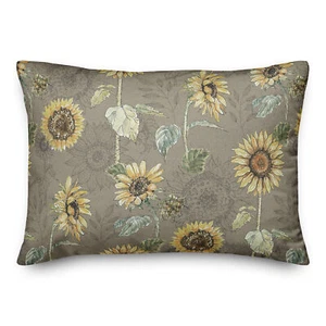 Creative Products Sunflower Pattern on Brown 20 x 14 Spun Poly Pillow - Picture 1 of 3