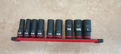 Milwaukee Shockwave Impact Duty 1/2'' Drive Metric Deep 6 Point Socket Set 9Pc - Image 1 of 4