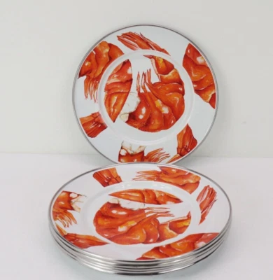 Juego de 6 platos sándwich "camarones" de conejo dorado esmaltado difícil de encontrar 8-1/2 pulgadas NUEVO Foto 1 de 4