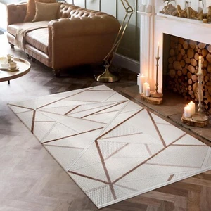 Geometric Beige Cream Pet Friendly Rugs Living Room Soft Durable Area Rugs BY005 - Picture 1 of 38