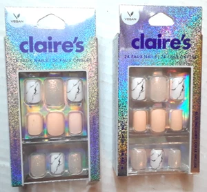 24 Stück Claire's Press On Nails Falsche Nägel Vegan Kleber inklusive 2 Stück - Bild 1 von 7