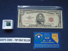 ✯ 3 PC. LOT - RARE RED SEAL 5 DOLLAR  BILL, VALUABLE EMERALD ,GOLD- REDUCED ✯