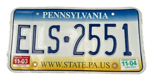 2003-2004 Pennsylvania Nummernschild Anhänger — ELS 2551 — WWW.STATE.PA.US Keystone - Bild 1 von 2