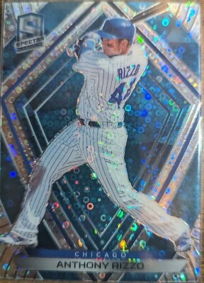 2020 Panini Chronicles Spectra Neon Blue Prizm 50/99 Anthony Rizzo - Image 1 of 2