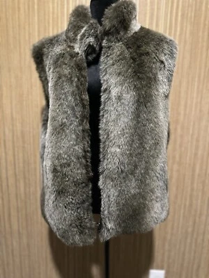 Chaleco reversible de piel sintética Weatherproof Co para mujer marrón cremallera completa talla mediana Foto 1 de 2