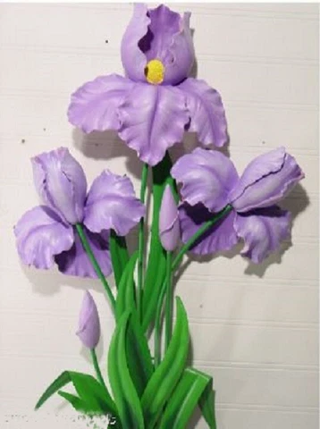 NEW PURPLE IRIS WALL PLAQUE 29" TALL x 13-1/2" W  LOOK LIKE PORCELAIN NEW IN BOX Cover